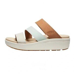 Keen Ellecity Slip on Platform Sandals SZ 10.5 Natural Leather/Clearly Aqua NWT